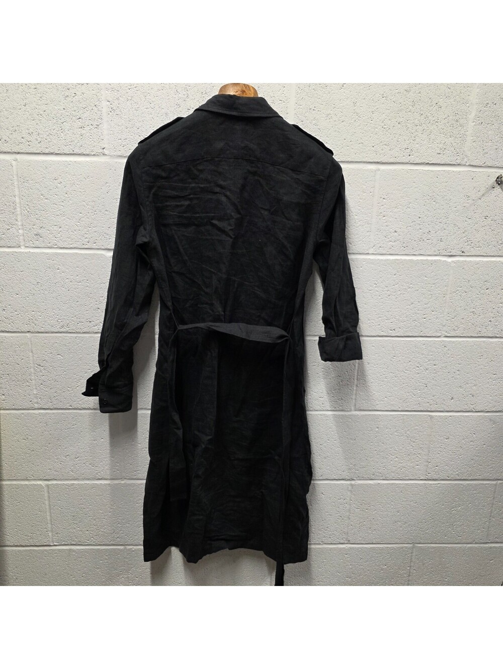 Nili Lotan Marcia Shirt dress Black Womens Utility Midi  Belted 100% Linen S - Picture 6 of 7